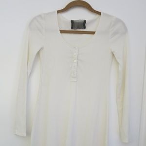 Reformation White Long Sleeved Henley Dress